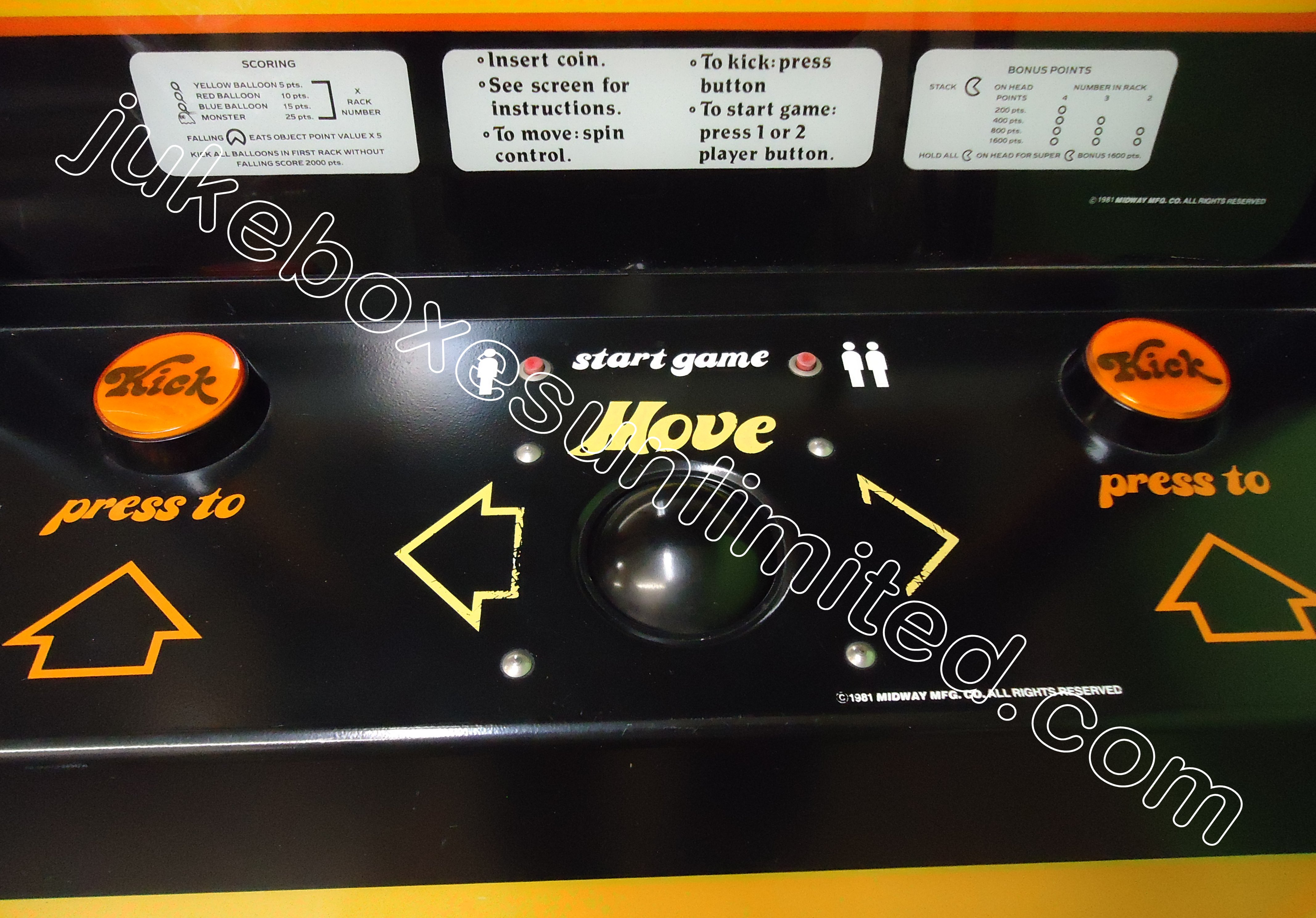 1981 Midway "Kickman" Arcade Game For Sale